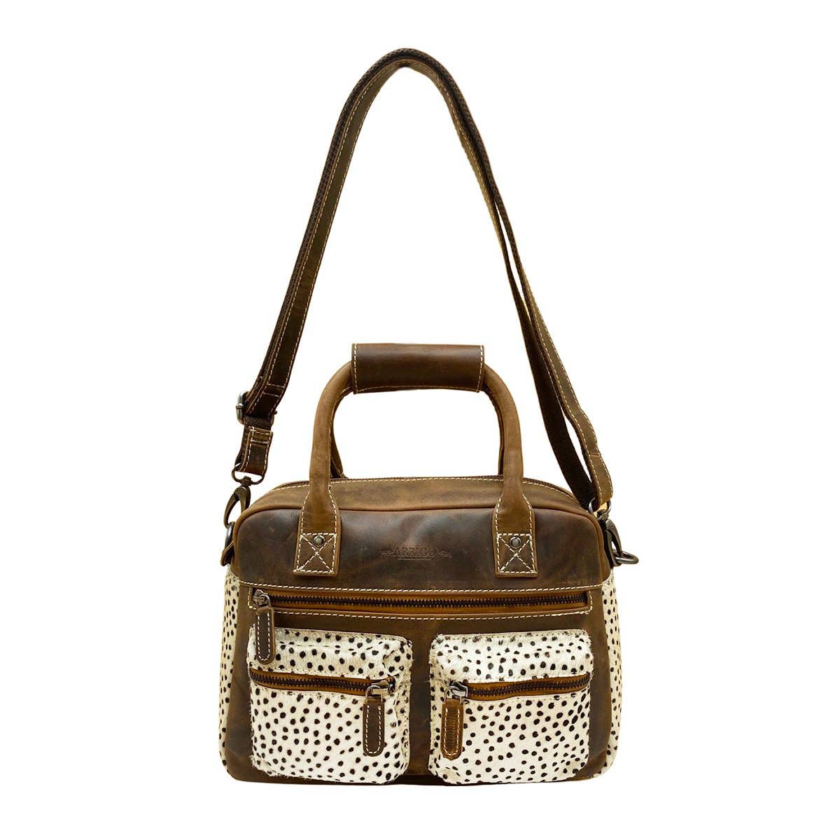 Arrigo - Wholesale Shoulder Bag - Women's - Westernbag Cognac Buffalo Leather with an Animal Print6