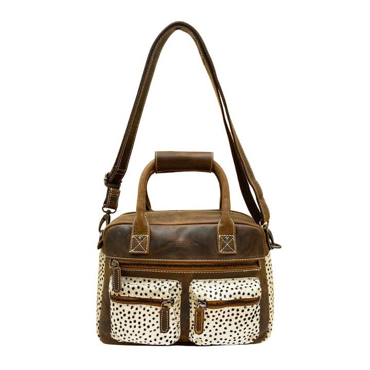 Arrigo - Wholesale Shoulder Bag - Women's - Westernbag Cognac Buffalo Leather with an Animal Print6