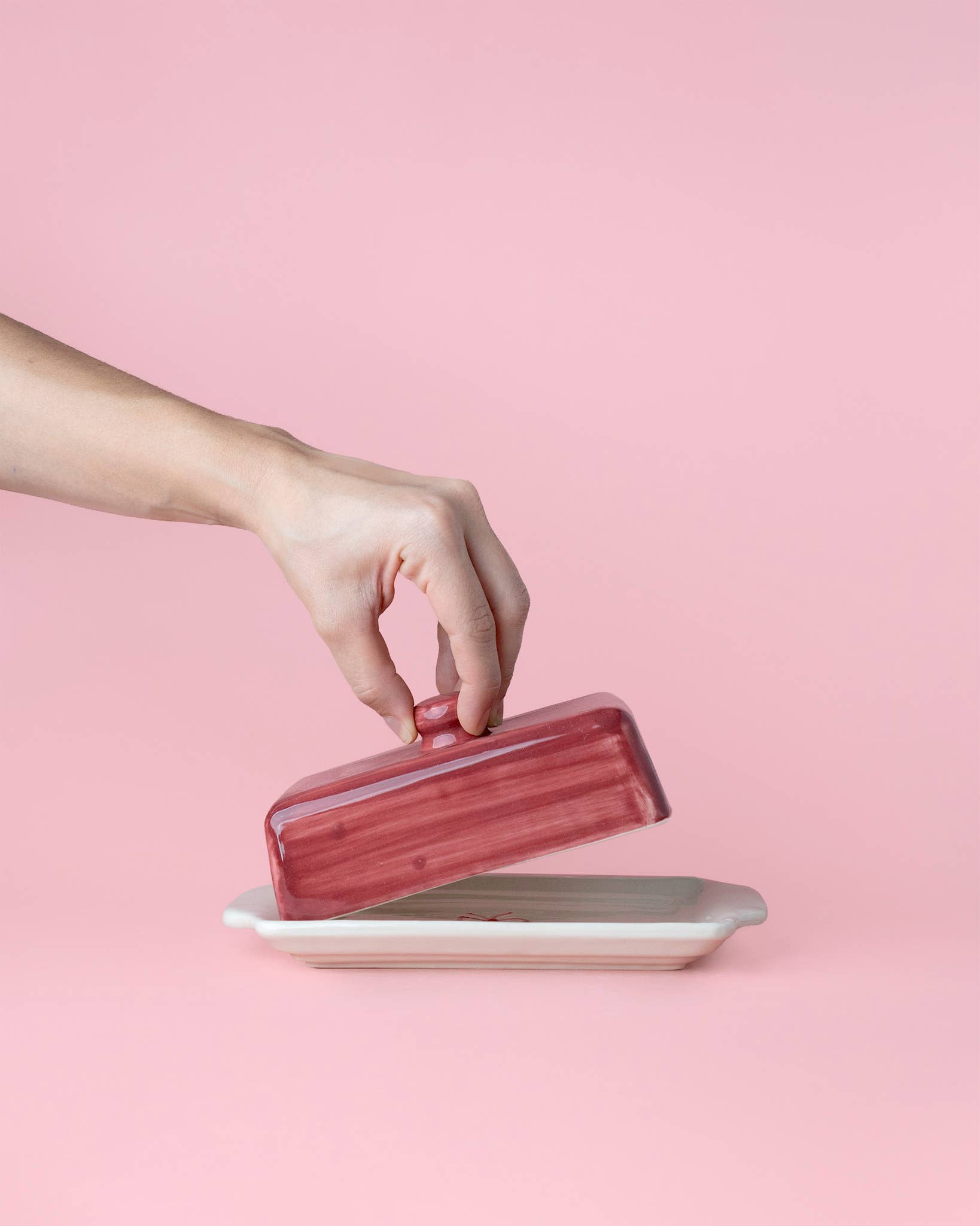 Alfar Tierra Cocida - Wholesale Butter Dish - Burgundy Ceramic Butter Dish – Handmade Holiday Gift - Noell4