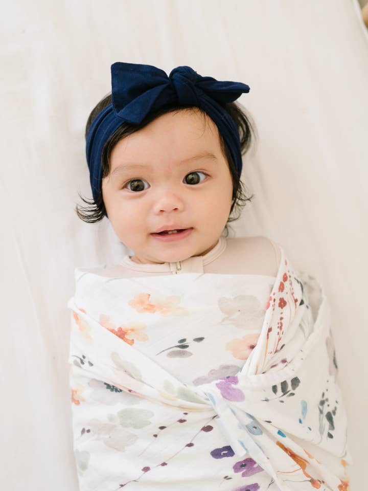 Fawn & Foster - Wholesale Swaddle - Baby - Organic Muslin Gauze Swaddle Receiving Blanket Violet Floral3