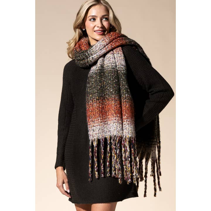 RUST Plush Plaid Brushed Oblong Scarf for wholesale on Faire