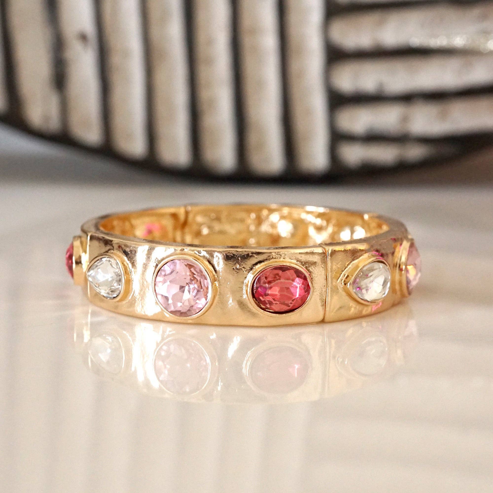 PennyLine inc - Wholesale Bangle Bracelet - Sparkly Crystal Stretch Bangles – Gold Tone with Color Options16
