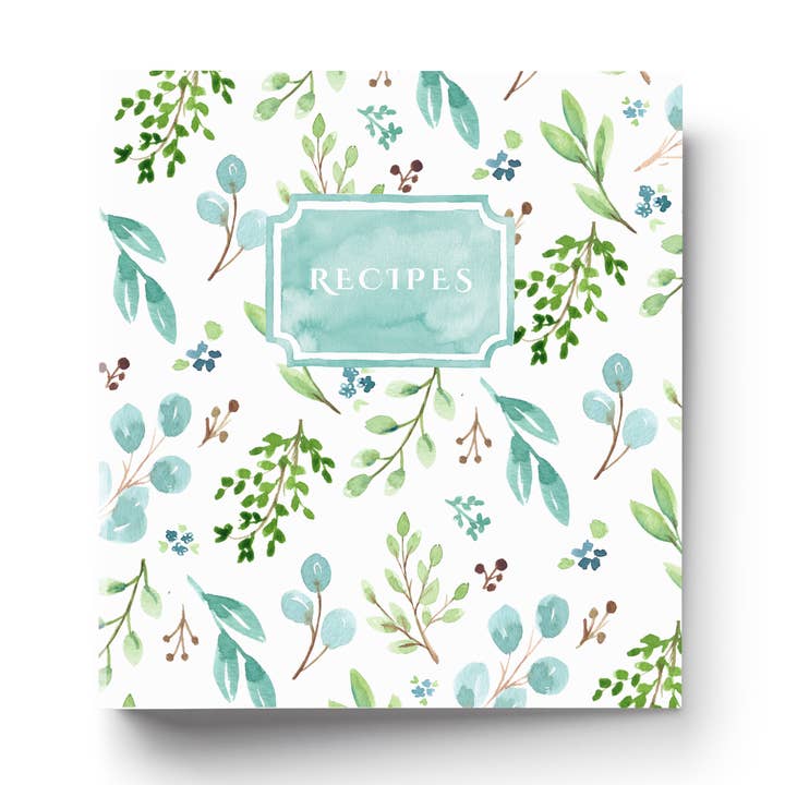 Recipe Binder - Watercolor Greenery Recipe Binder for wholesale by Rural Girl Studio
