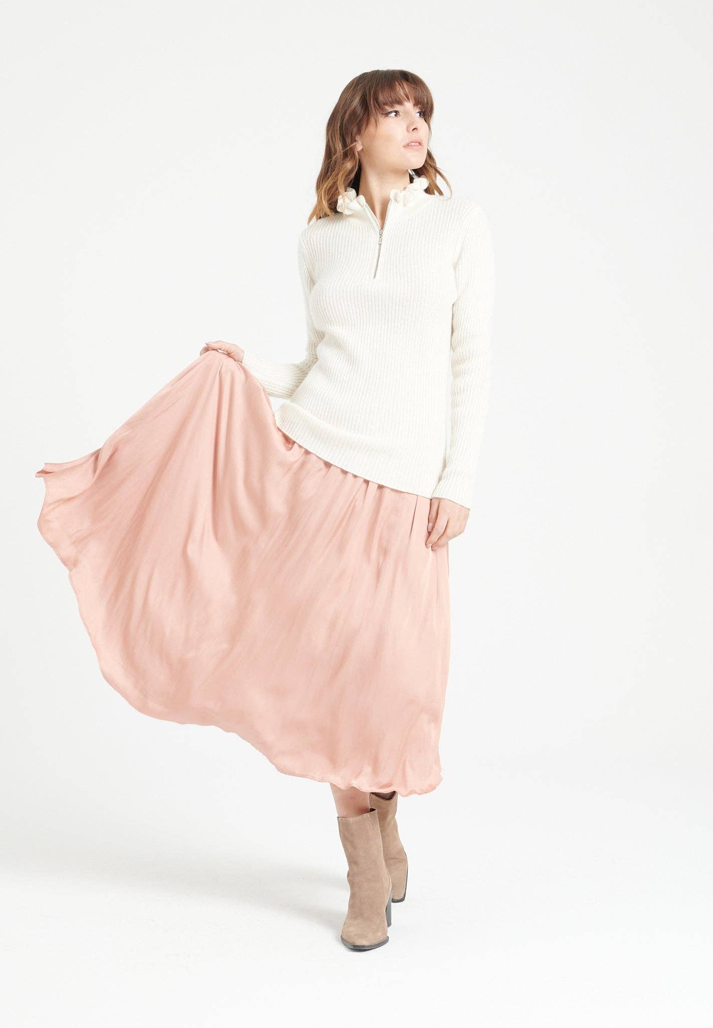 cru Pull gola babado em caxemira MIA 4 para venda a revendedores na Faire6