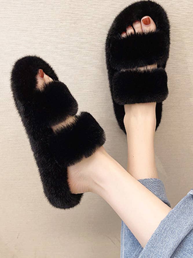 UNISHE - Wholesale Slippers - Women's - Winter Flat Warm Fluffy Slippers ZZKF0344