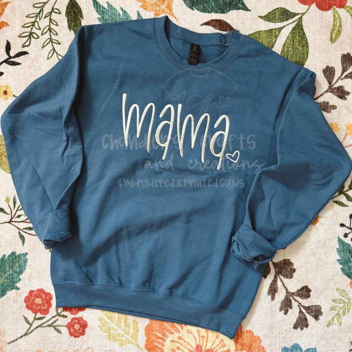 Embroidered Mama Tee | Crewneck for wholesale by Chandler’s Crafts and Creations