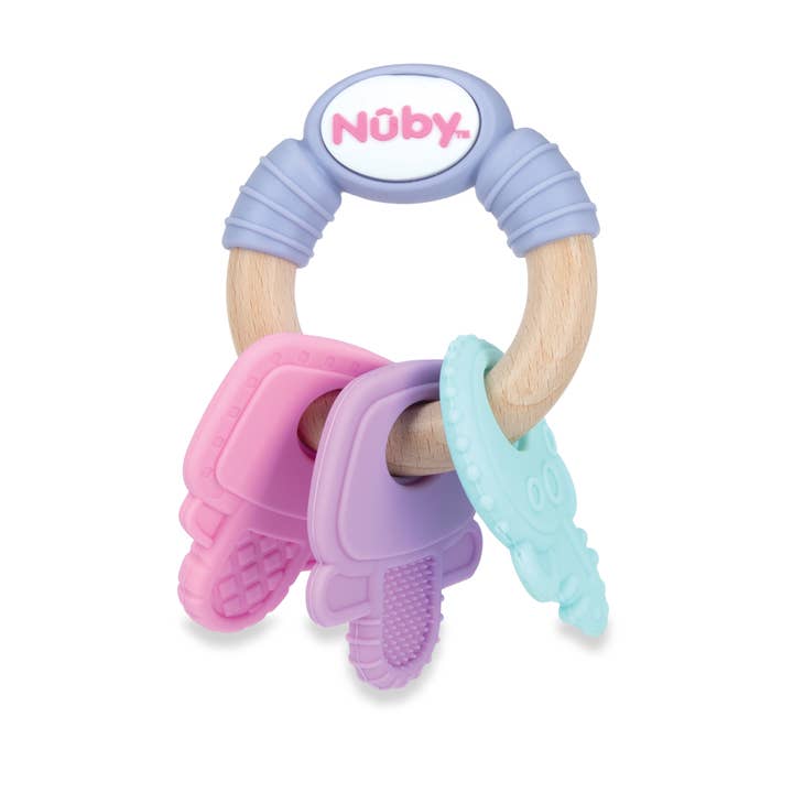 Nuby - Wholesale Teether (Not Clip-On) - Baby - Natural Teether, Silicone and Wood Teether, Key Ring, Girl