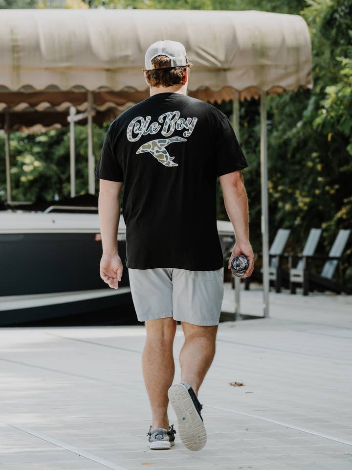 Black OLE BOY Camo Game T-Shirt - Duck for wholesale on Faire