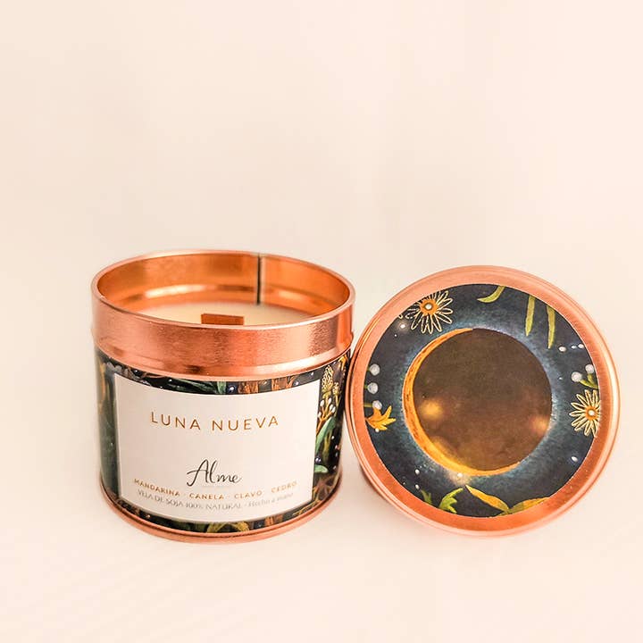 Alme Organic - Wholesale Jar/Filled Candle - LUNA NUEVA Wick wooden candle 1