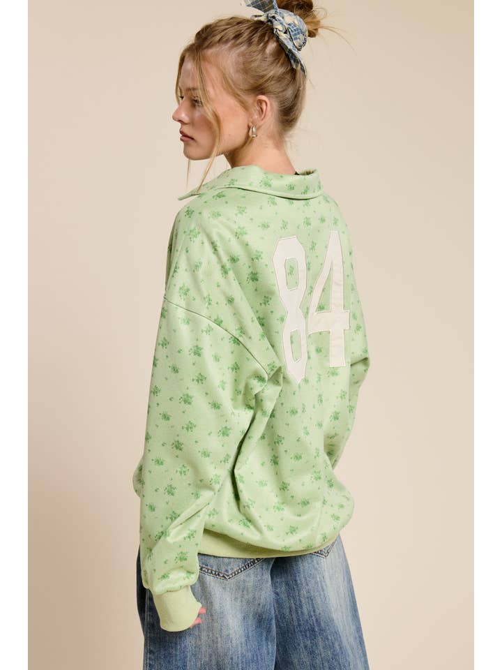 Mimosa - Wholesale Sweatshirt - Women's - Floral Print Sweatshirt with Back Number Patch11