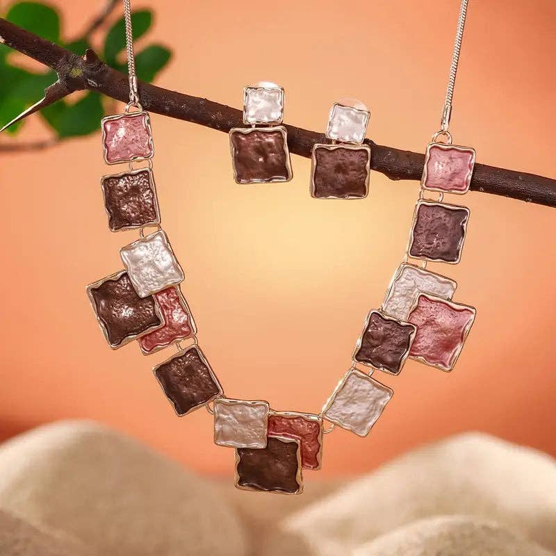 Huis Van Merken - Vendita all'ingrosso Parure di gioielli - Set di orecchini e collana in lega d'oro artigianale – Gioielli smaltati a goccia per uso quotidiano e regali2