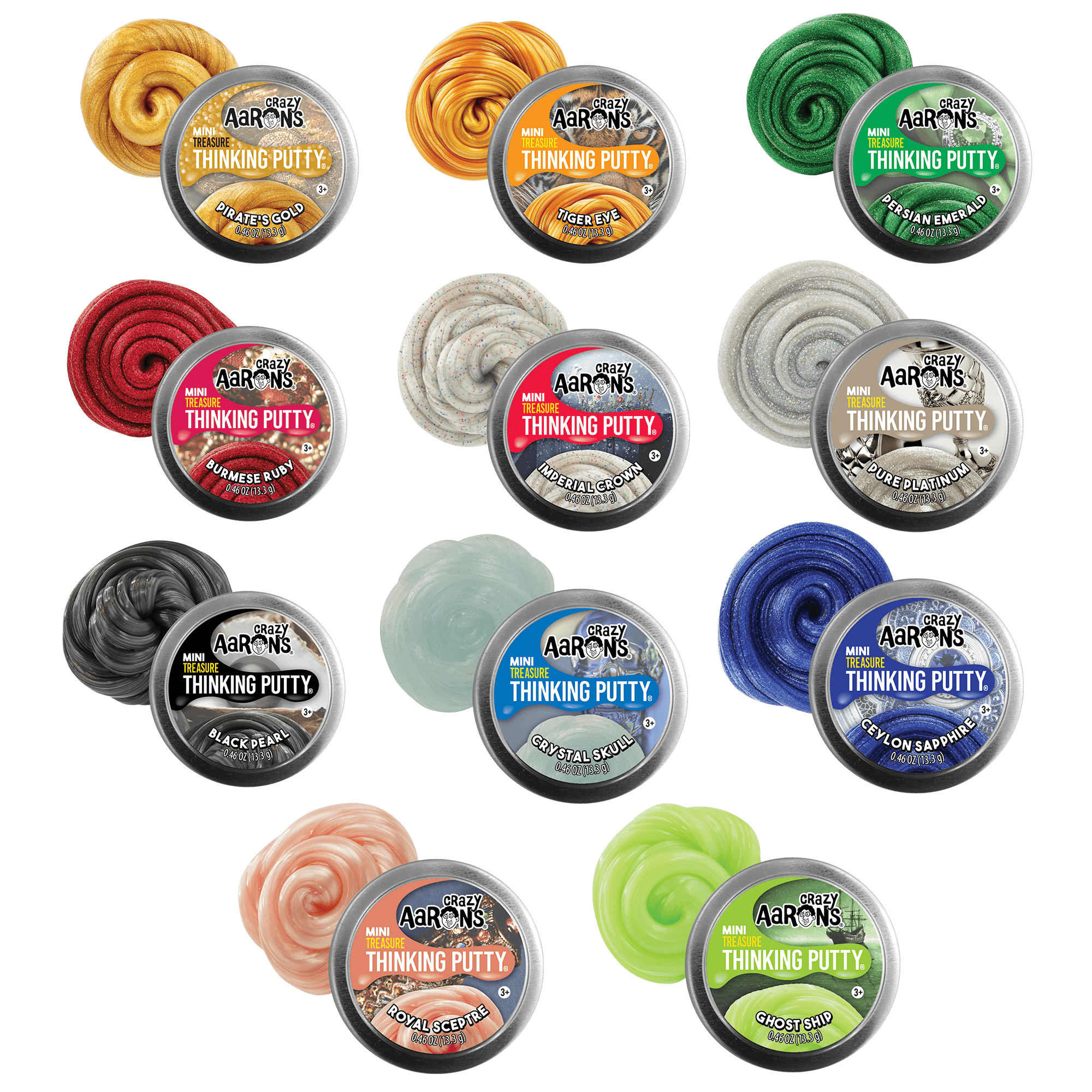 Crazy Aaron's - Wholesale Putty/Slime - Kids - Treasure Surprise 60 Count 2" Tin Asst.1