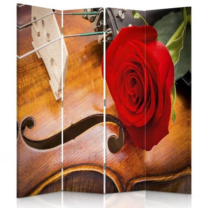 Room divider, rose on a violin, 4 parts for wholesale by Motivartdesign