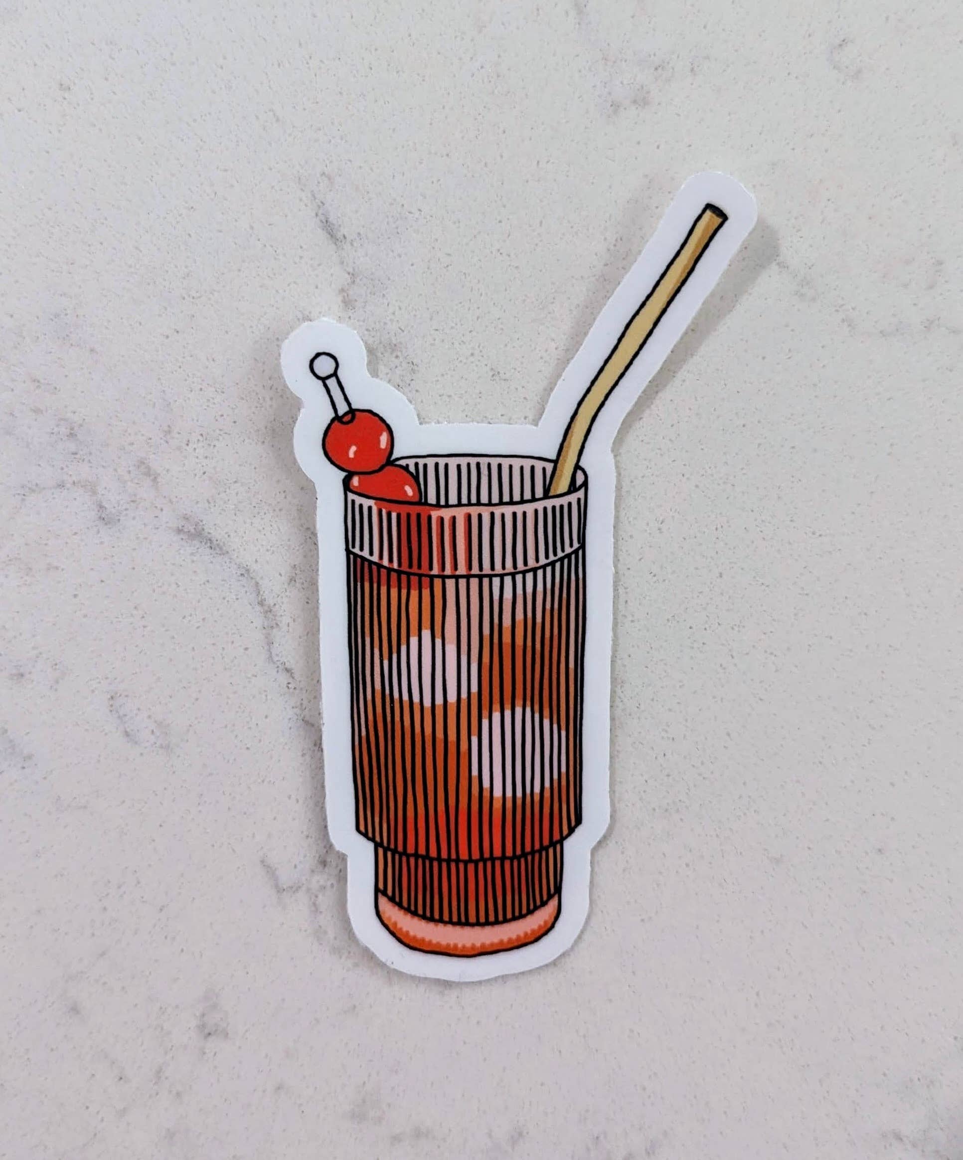 Pancake Press - Vendita all'ingrosso Adesivo - Adesivo Cocktail Shirley Temple | Bevanda in Vinile Lucido 3,5"1