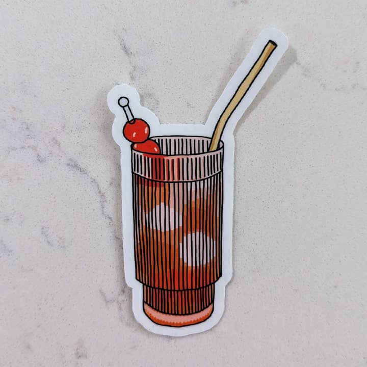 Pancake Press - Wholesale Sticker - Shirley Temple Cocktail Sticker | 3.5" Glossy Vinyl Drink 1