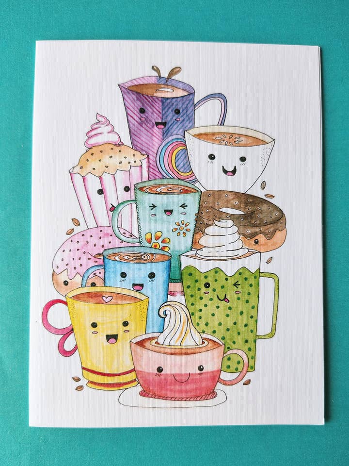 Cups of Joy Greeting Card | Illustration | General Card for wholesale by Artcolorworks