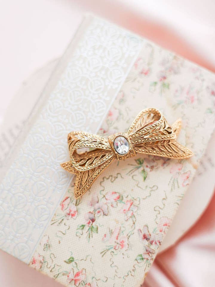 Sophie Crystal Bow Vintage Hair Clip for wholesale by Petite Mariee Boutique