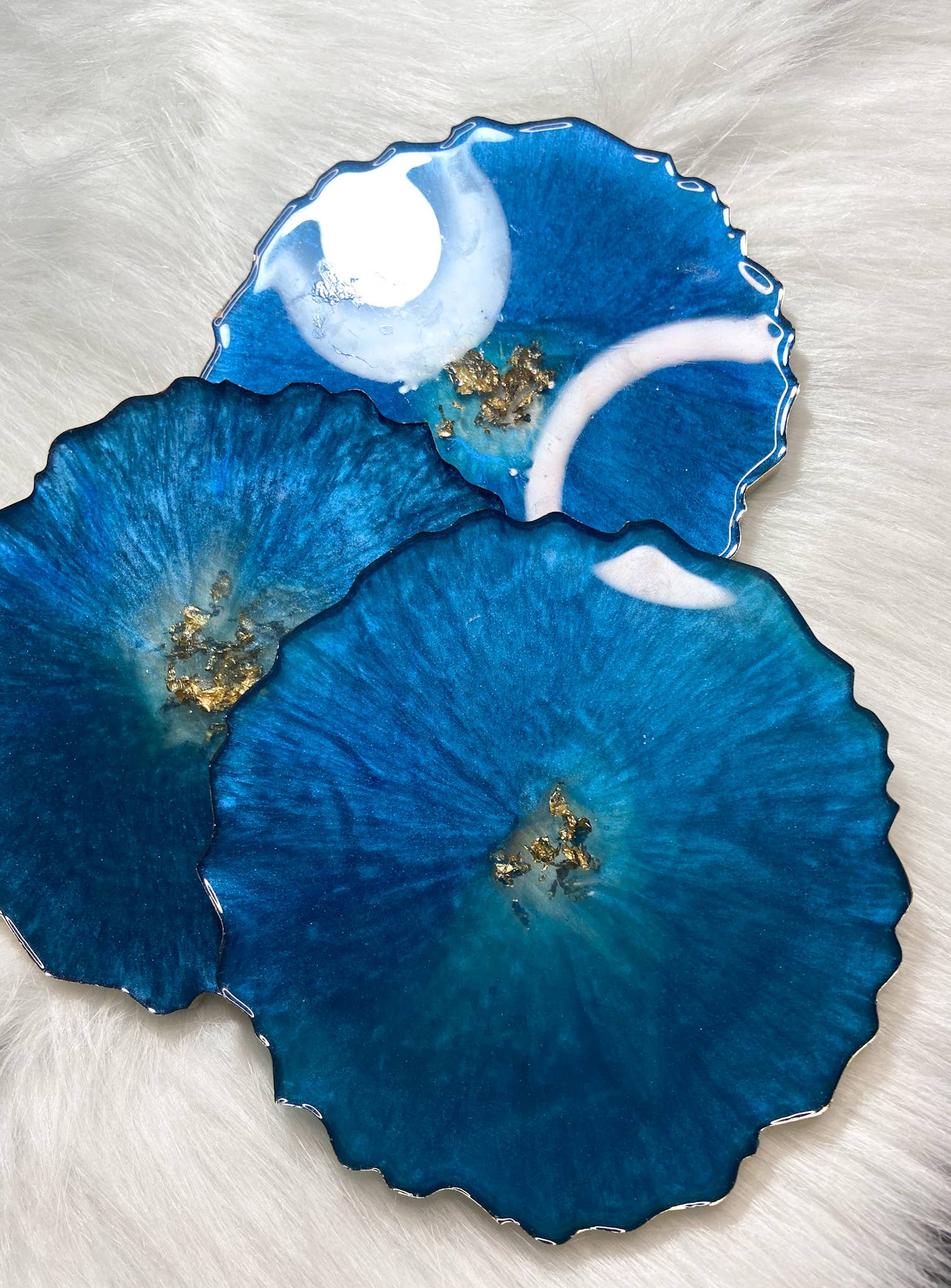 KraftzbyKenzie - Wholesale Coasters - Blue and Gold Foil Coaster | Resin Coaster1