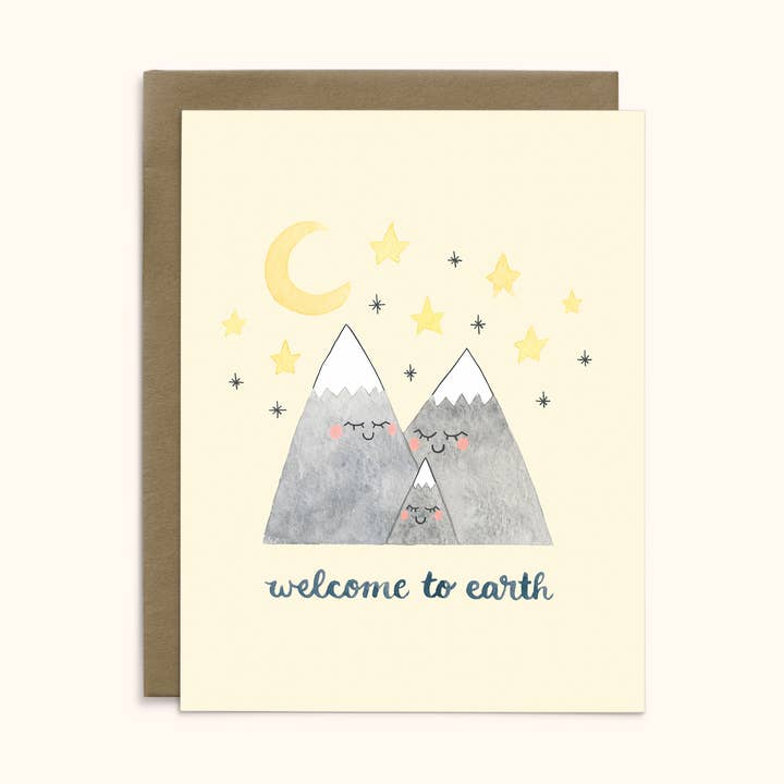 Mountain Baby Card for wholesale by Katie Pea Studio