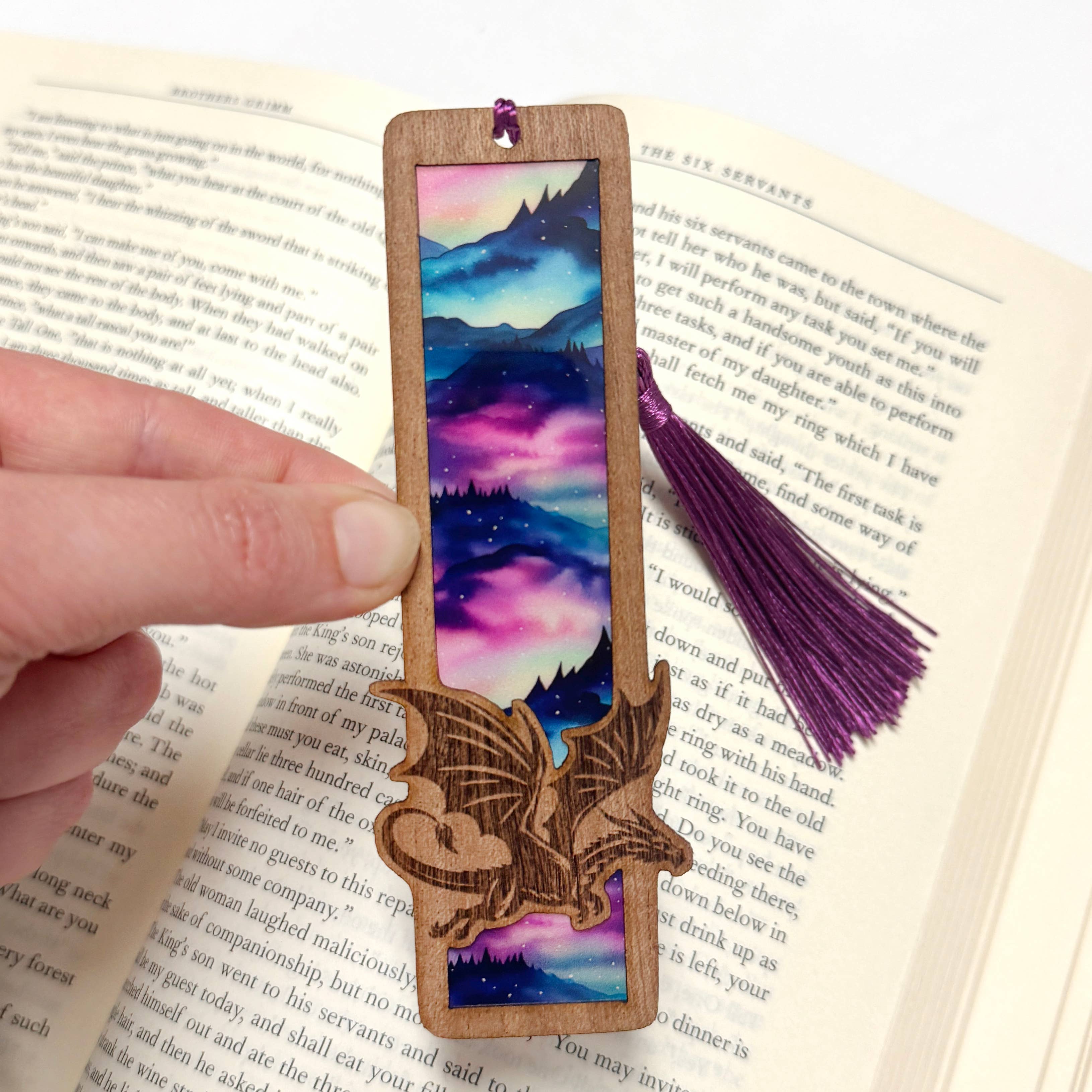 Art by Sharell - Wholesale Bookmark - Fantasy Dragon Bookmark | Wood & Acrylic Tassel Bookmark2