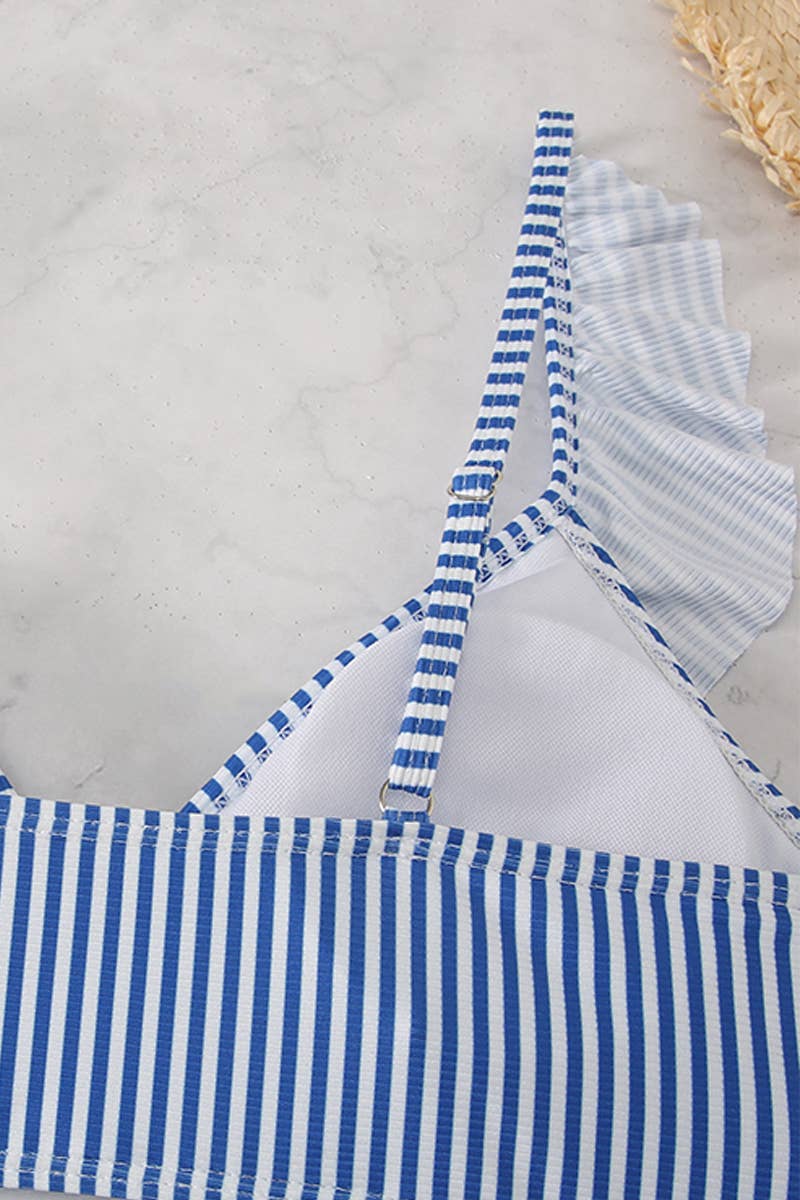 NINEXIS - Wholesale Two Piece Swimsuit - Women's - CWMW0794_STRIPED HIGH WAISTED V-NECK RUFFLED SWIMSUIT10