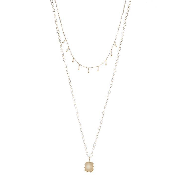 Collana a doppio filo con pendente in Ametista 5ct | Musa per la vendita all'ingrosso da parte di ISHWARA JEWELS