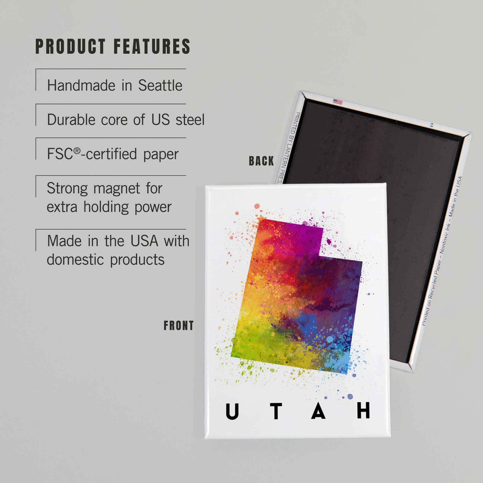 Lantern Press - Vendita all'ingrosso Calamite - MAGNET Utah, State Watercolor2