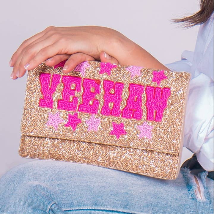Yeehaw Beaded Clutch Purse for wholesale by Twine and Love