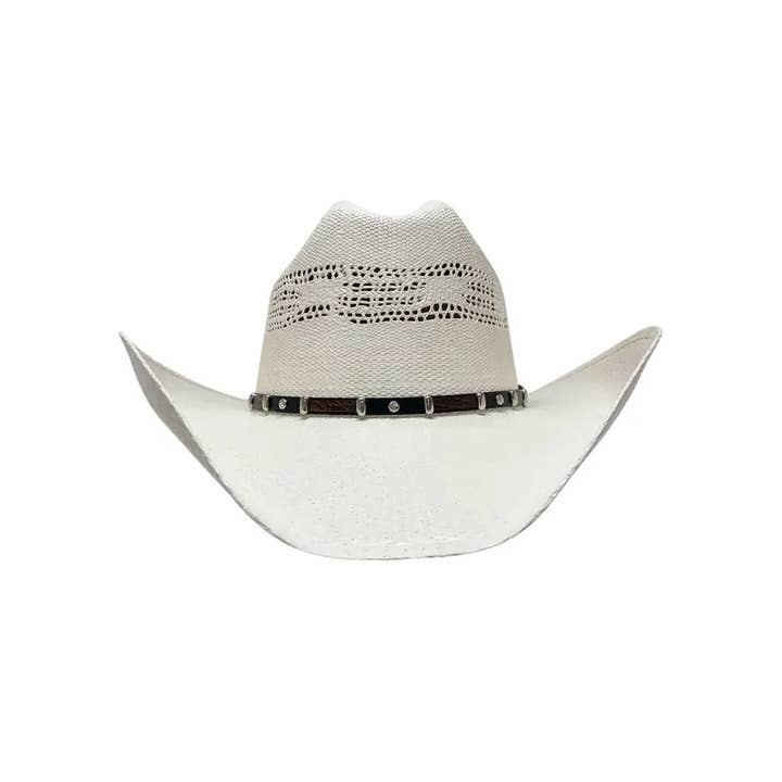 Cream Bangora Straw Western Hat - Style Montana Open Sizing 12 for wholesale on Faire