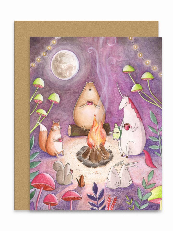 Full Moon Gathering Card for wholesale by Lindsay Blevins Illustration