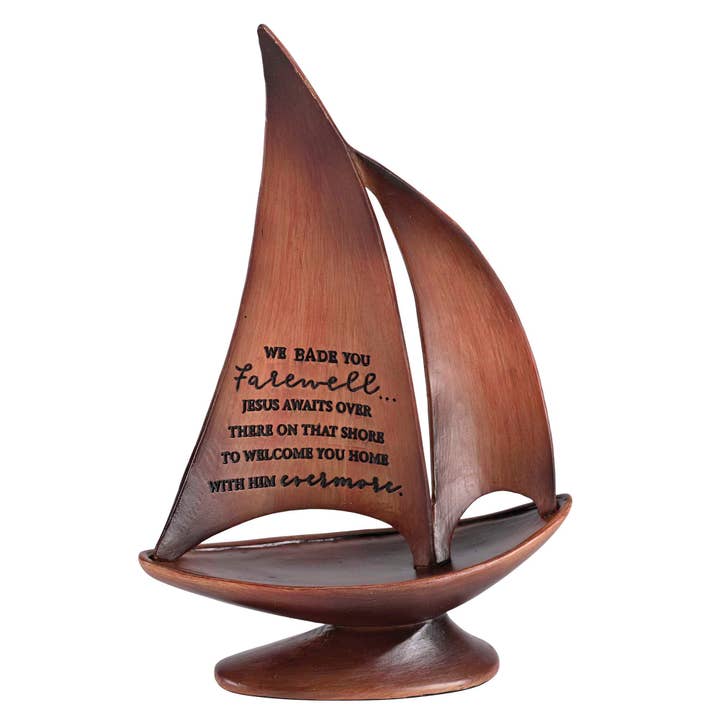 Sailboat We Bade You Farewell Resin 8.5H for wholesale by Magnolia