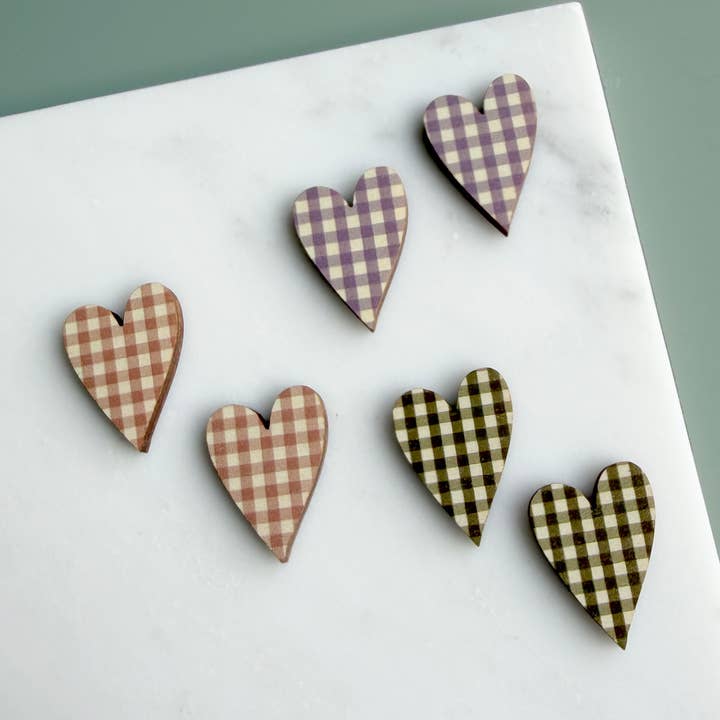 Gingham Heart Stud Earrings for wholesale by MicaPeet