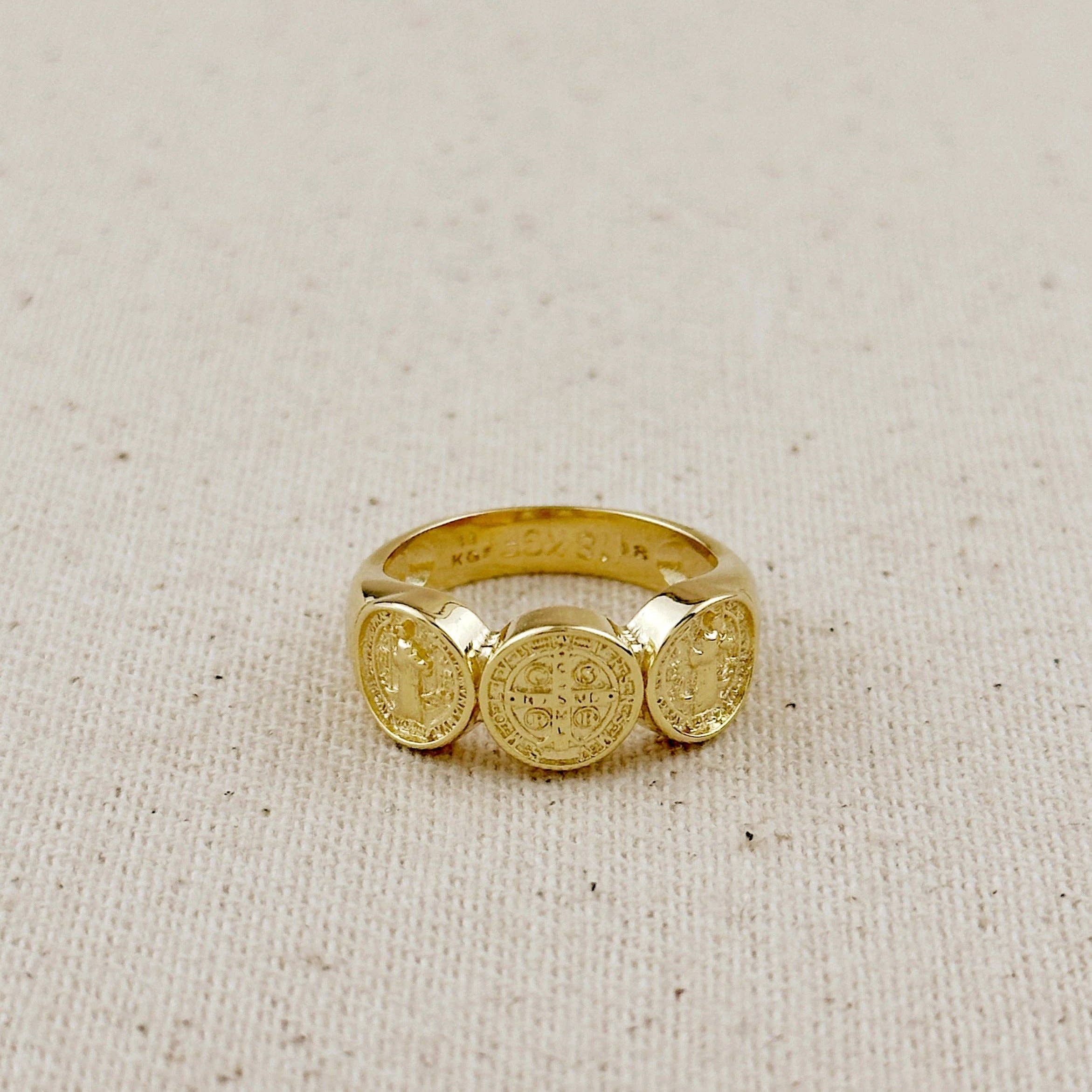 GoldFi - Wholesale Band/Stacked Ring - 18k Gold Filled Triple Saint Benedict Ring0