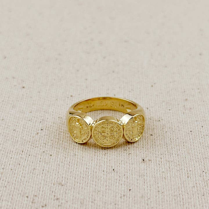 GoldFi - Wholesale Band/Stacked Ring - 18k Gold Filled Triple Saint Benedict Ring