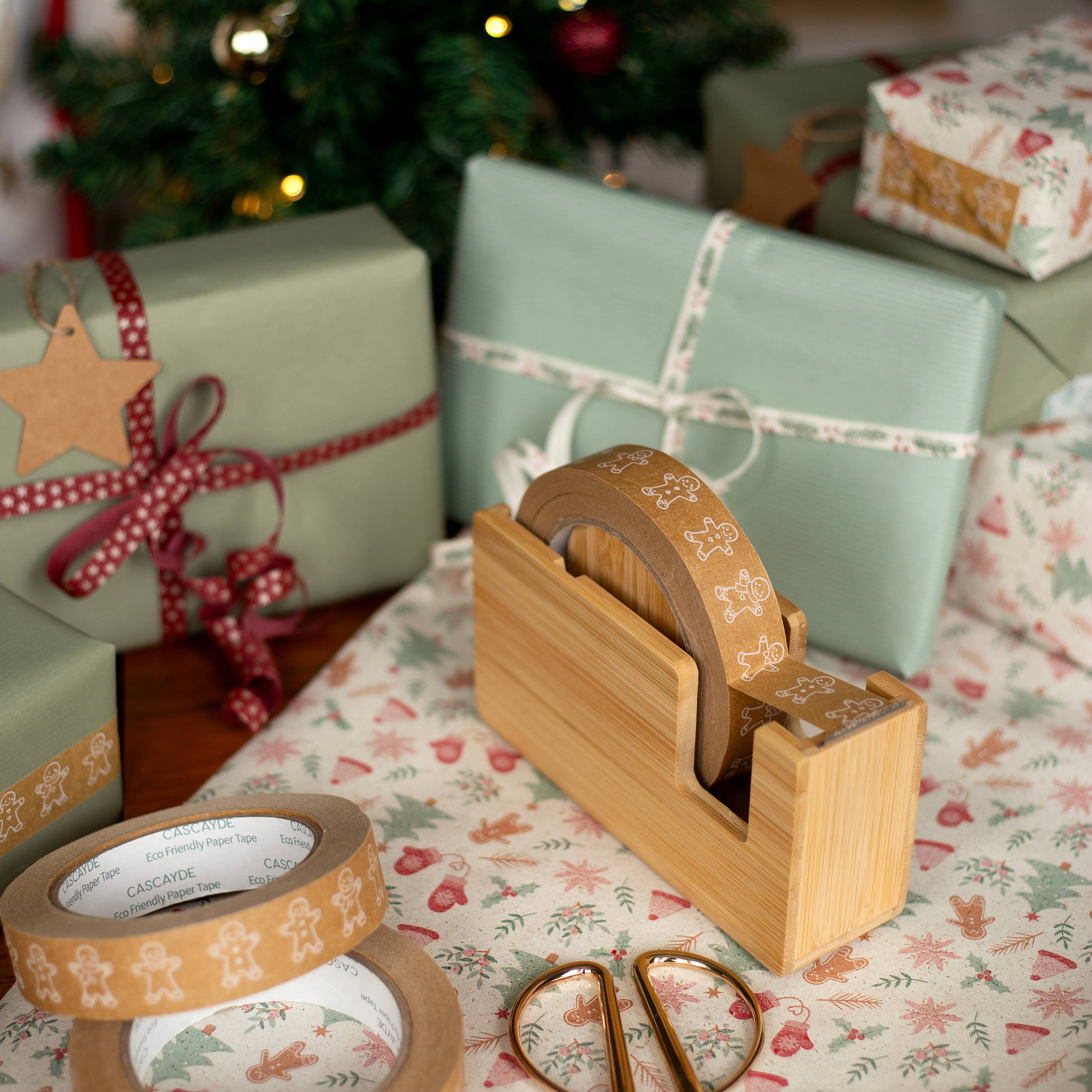 Cascayde – wholesale Tape – Gingerbread Men Festive Paper Tape 24mm - Gift Wrapping2