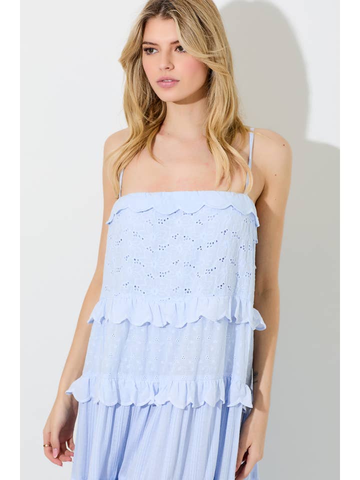 Baevely by Wellmade USA - Wholesale Dress - Women's - EYELET SPAGHETTI STRAP MAXI DRESS6