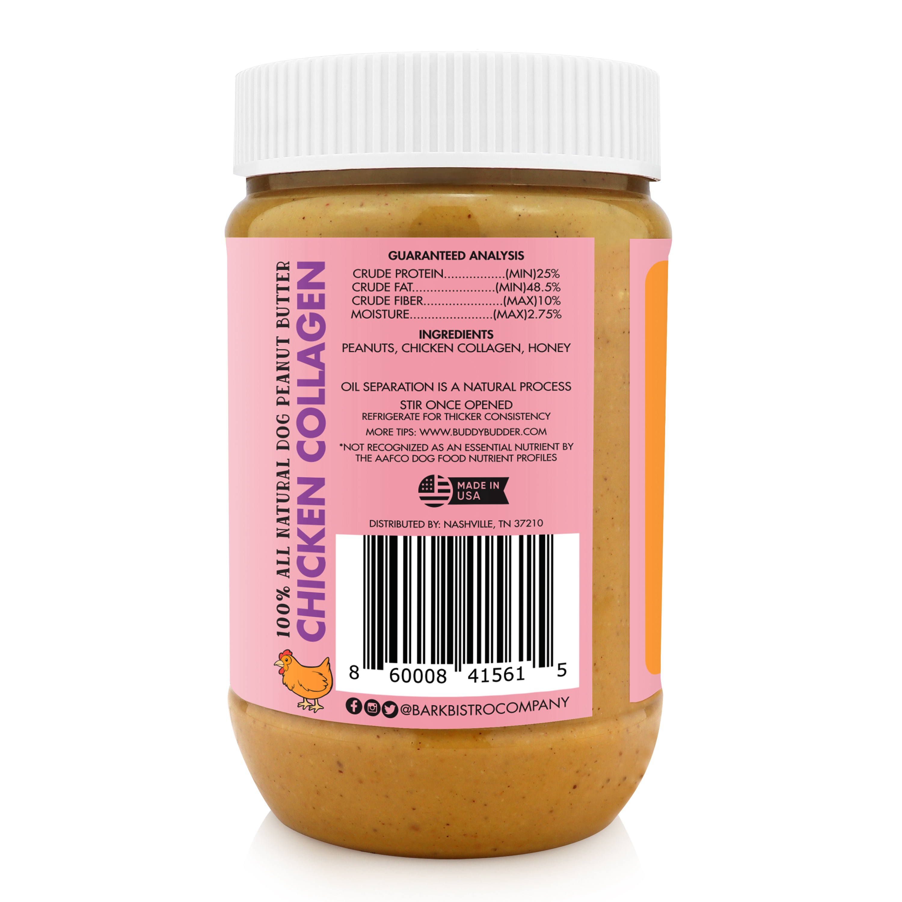 Bark Bistro - Wholesale Pet Treats - Dog - Dog Peanut Butter, Chicken Collagen Buddy Budder2