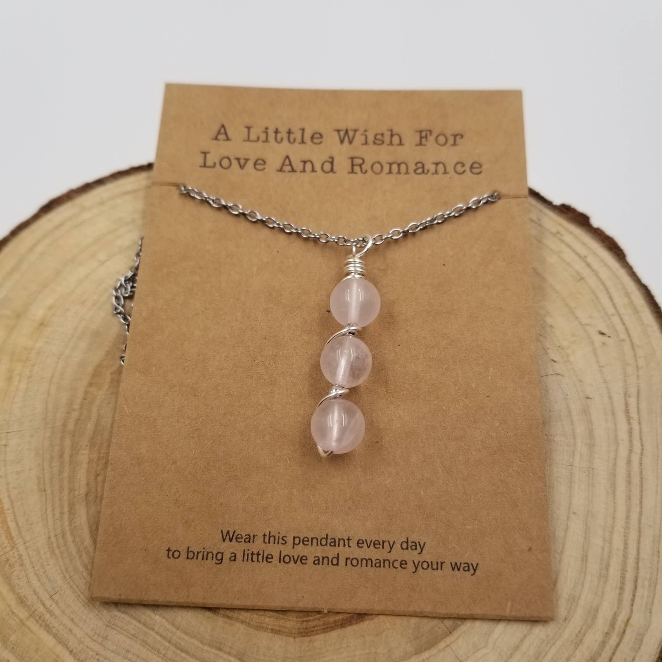 CHAKRA JEWELRY - Wholesale Pendant/Charm Necklace - Wrapped Natural Crystal Bead Necklace With Wish Card1