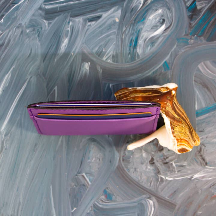 Twin Engine Coffee - Wholesale Card Holder - Unisex - Leather Card Wallet - Purple - Artisan Fair Trade