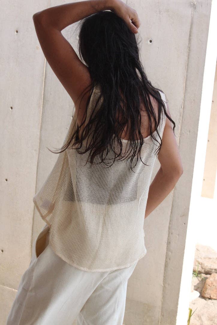 Ecru Marni Netted Cotton Tank for wholesale on Faire1