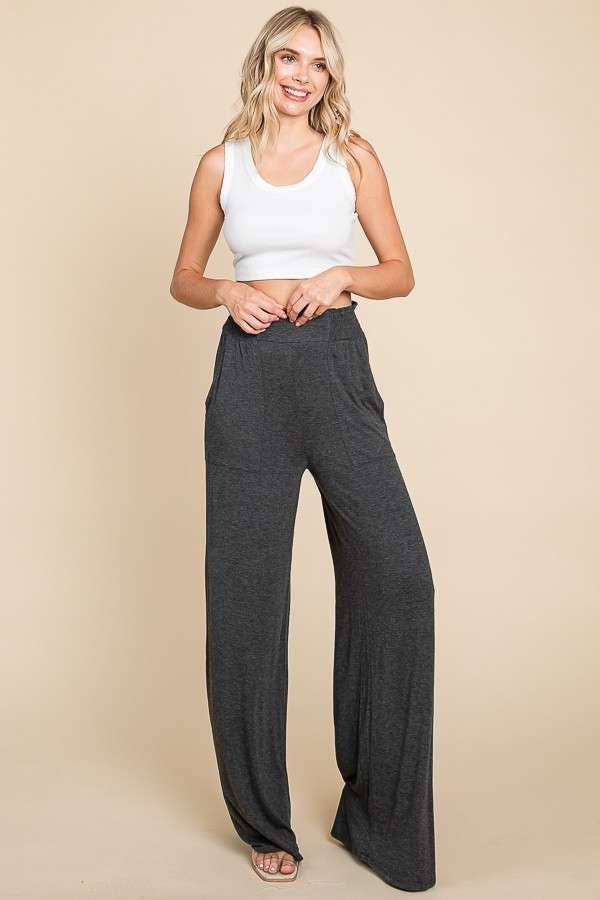 Culture Code - Wholesale Pants - Women's - CAP1848 - SMOCKING WAIST WIDE POCKET PANTS9