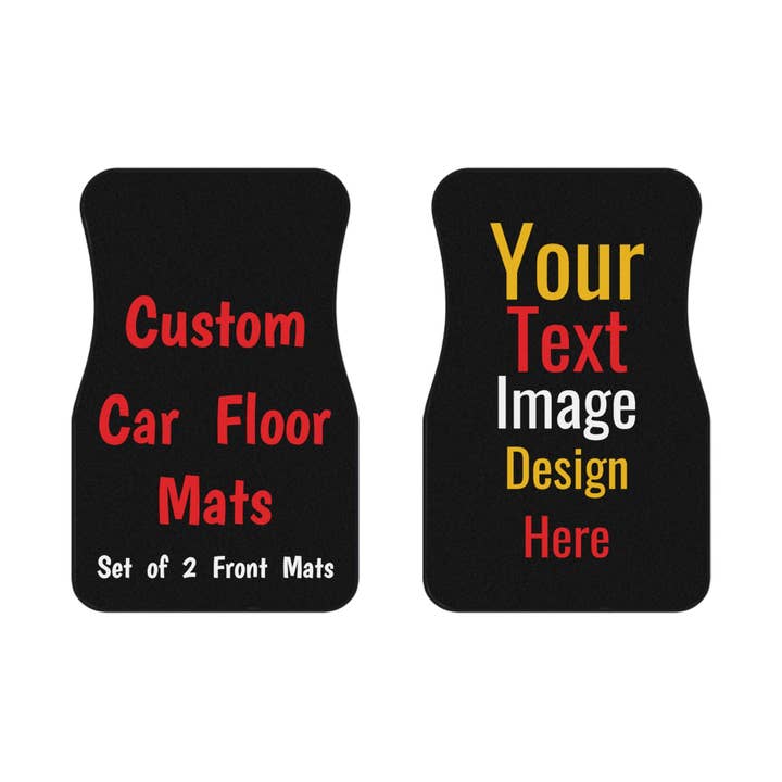 MonkeyFeetGraphics – Großhandel Auto-Getränkeuntersetzer – Unisex – Set mit 2 maßgefertigten Fußmatten für die Vorderseite, personalisiertes Fahrzeugzubehör, Autodekor, Geschenk für Neuwagen