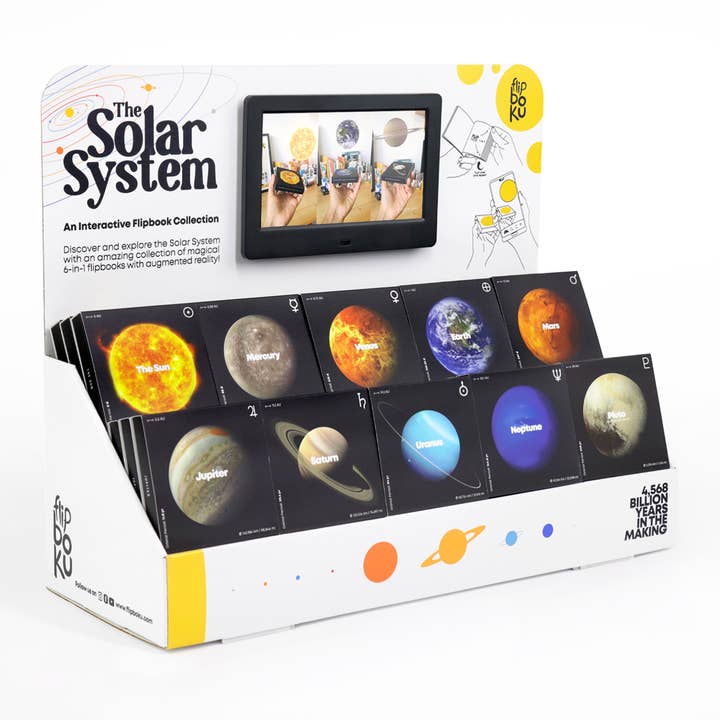Flipboku – Großhandel Verkaufsdisplay – Schreiben & Schenken – Starterkit für das Sonnensystem (und Display)