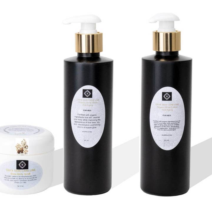 Organisches Drei-Schritte-Anti-Aging-Körpersystem Duftfrei - Für MÄNNER für den Großhandel von Onyx Skin Care Line