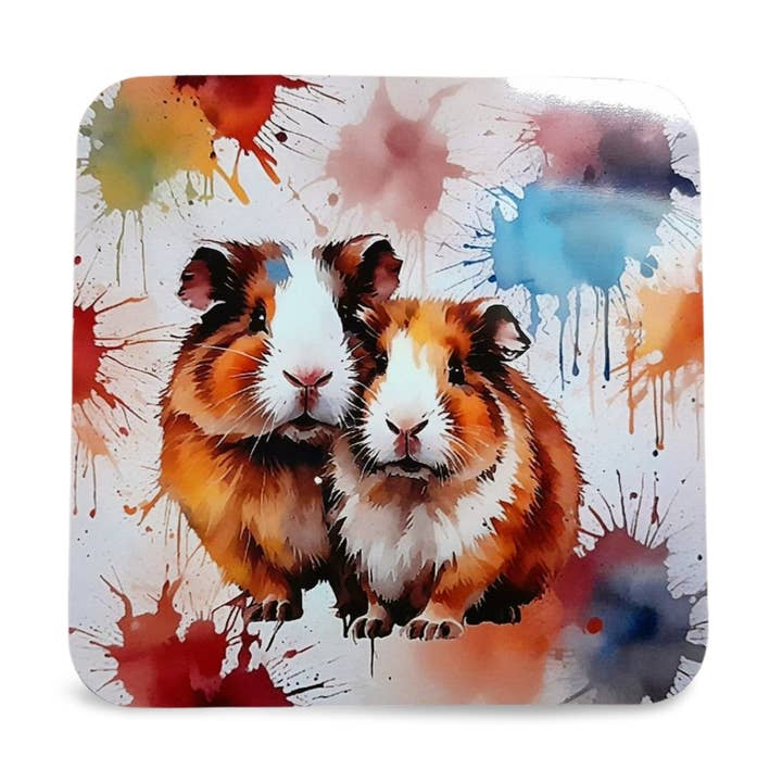 Guinea Pig Drink Coaster, Water Colour Style for wholesale by Rockways Designs