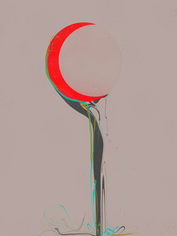 Psychedelic Geometric Dripping Moon - Giclée, Fine Art Print for wholesale by Eric Fisher