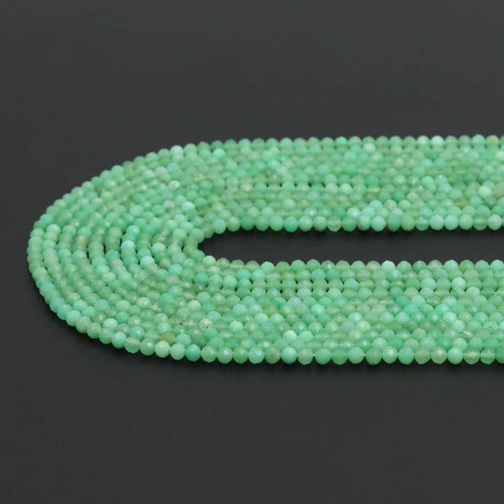 BestBeads&Beyond - Wholesale Beads - 3mm High Quality Chrysoprase Round Faceted Beads, Sku# U18811