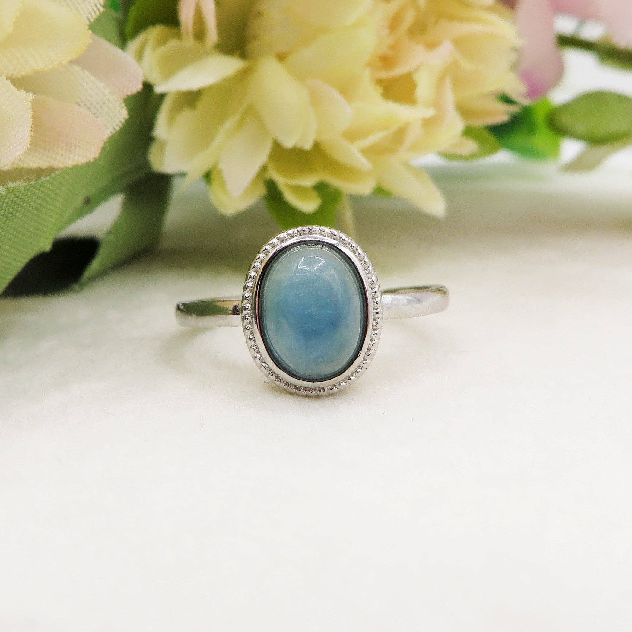 CIANITE VERDE BLU base ARGENTO WATER  NILAMANI ~ Anello regolabile in CIANITE verde - blu in vendita all'ingrosso su Faire3