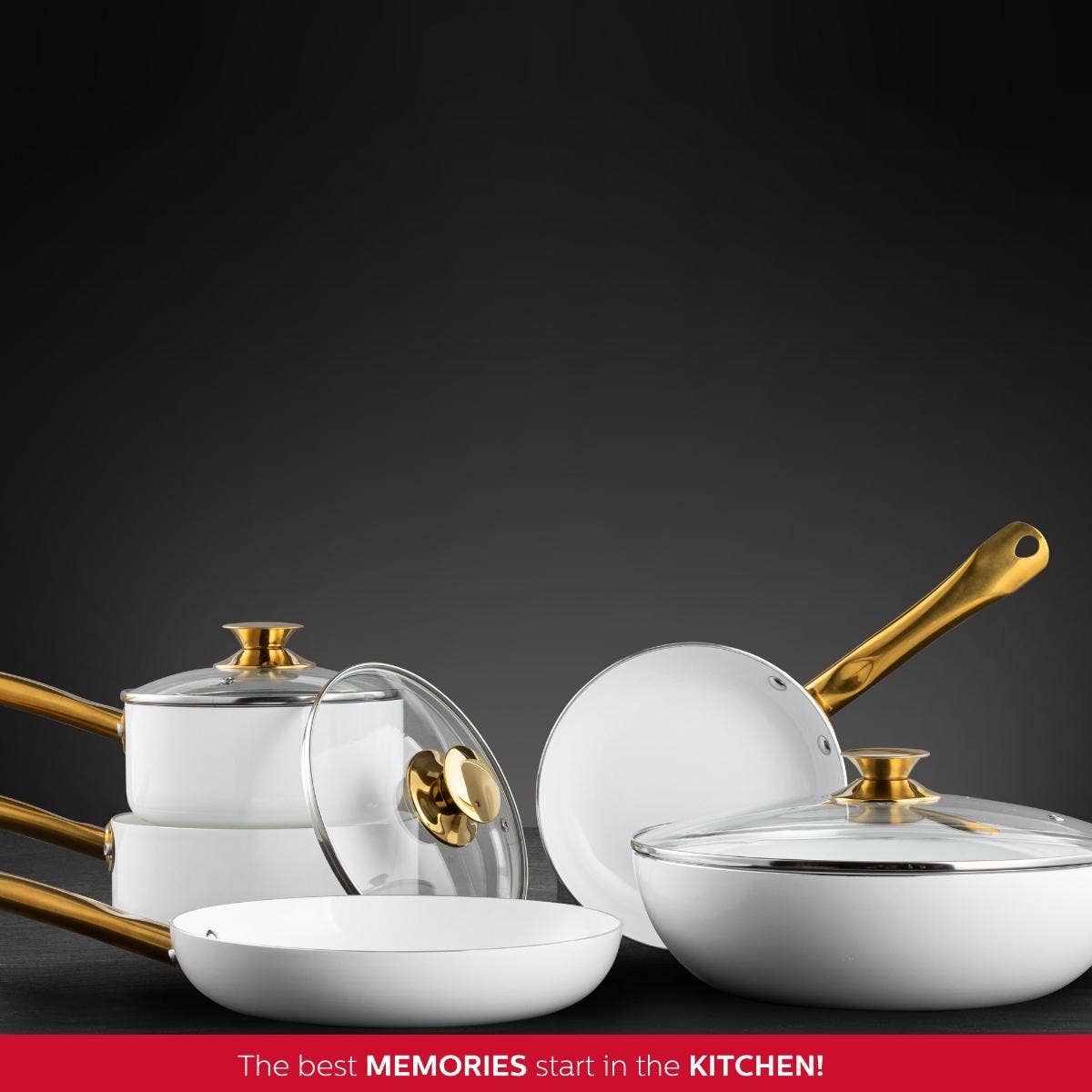 WHITE GOLD GOLDEN ELEGANCE 8-INCH CERAMIC NONSTICK FRY PAN for wholesale on Faire7