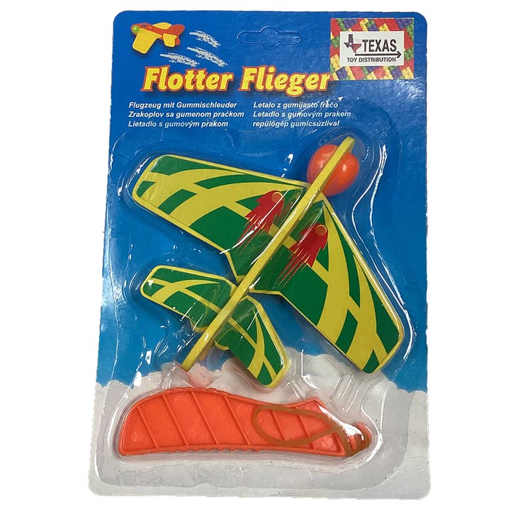 Flotter Flinger Airplane Shoot-Off Plane Glider on Peggable Card for wholesale by Texas Toy Distribution